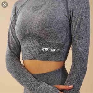 Gymshark Gray Ombré Seamless Long Sleeve Crop Top